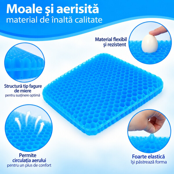 Wellife Pernă de șezut din gel cu husă COMFY