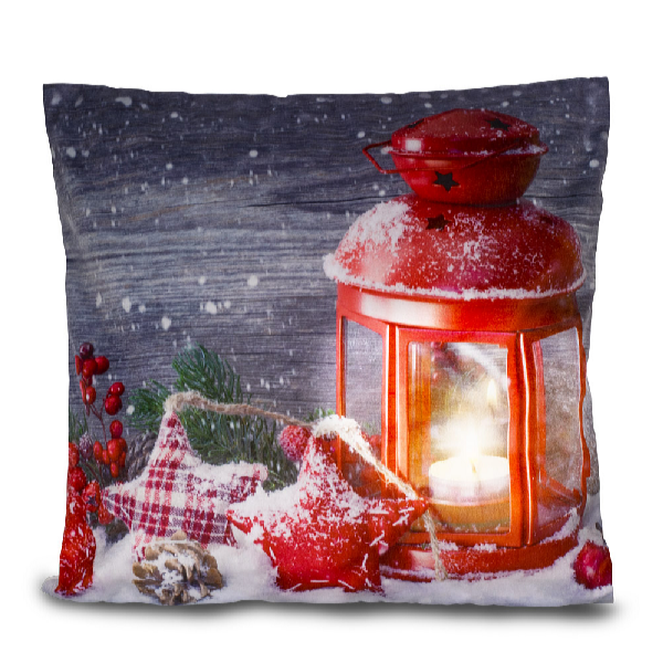 HomeLife Husă de pernă luminoasă LED Felinar roșu 40 x 40 cm