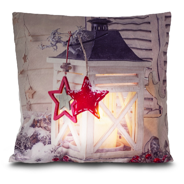 HomeLife Husă de pernă luminoasă LED Felinar alb 40 x 40 cm