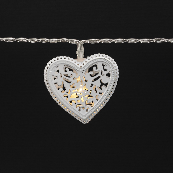 Platinium Instalație de lumină LED - inimi metalice, 1,6 m, alb cald