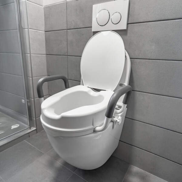HomeLife Scaun WC cu înălțător, capac și mânere DELUXE