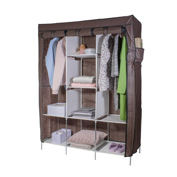 HomeLife Dulap textil cu rafturi XXL, maro