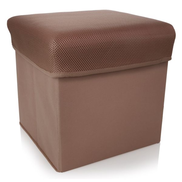 HomeLife Taburet textil cu spațiu de depozitare 30 x 30 cm maro