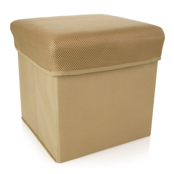 HomeLife Taburet textil cu spațiu de depozitare 30 x 30 cm bej