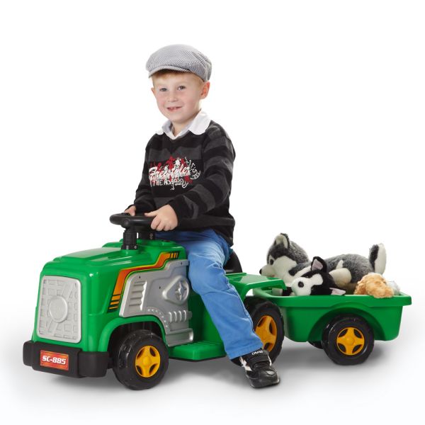 Kids World Tractor electric pentru copii cu remorcă